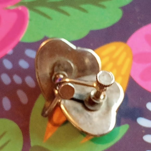 SOLD .....eart earrings with mountain design pulled in the glass, onp - Picture 4 of 4